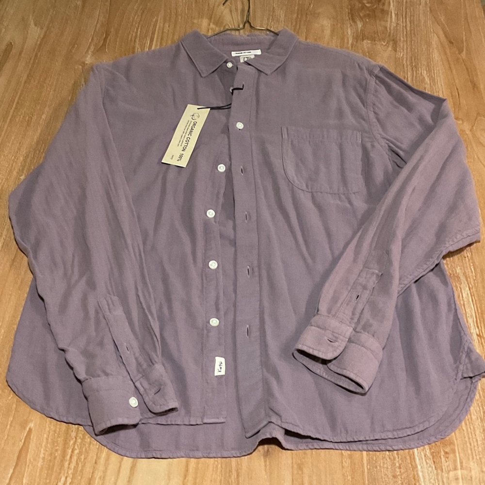Kato Men’s Organic Cotton, Grape Long sleeve, One Pocket Button Up Shirt